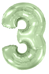 Шар (40''/102 см) Цифра, 3, Мятный, Макарунс, 1 шт.