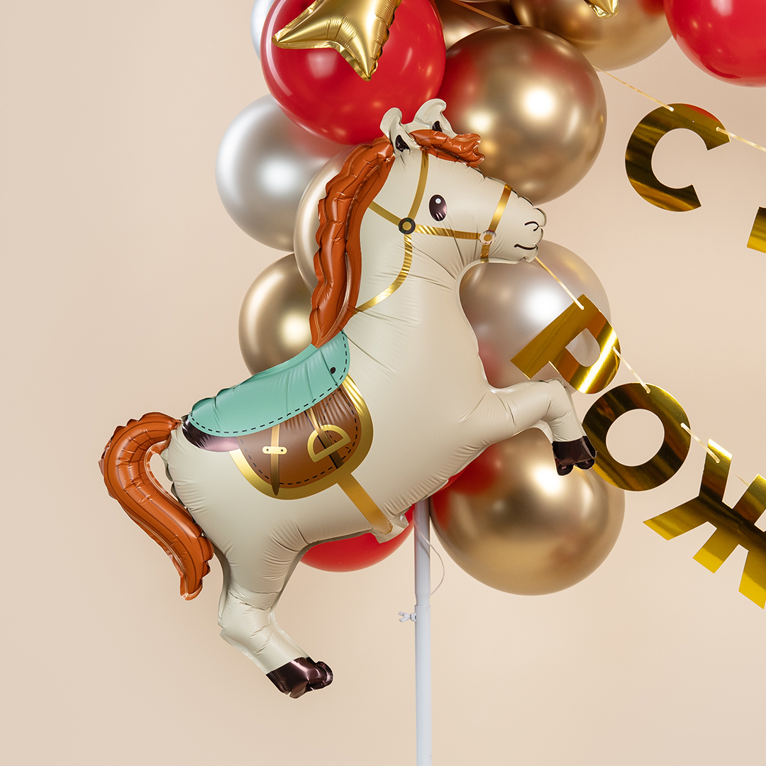 Шар (28''/71 см) Фигура, Лошадка (надув воздухом), Белый, 1 шт.