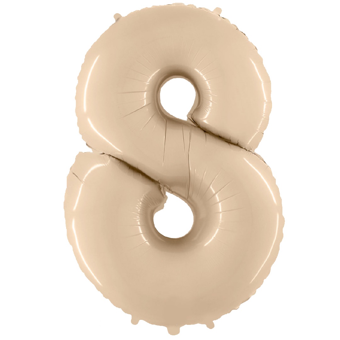 Шар (40''/102 см) Цифра, 8, Кремовый, 1 шт. в уп.