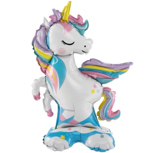 Шар 3D (25''/64 см) Фигура на подставке, Нежный единорог, 1 шт. в уп.