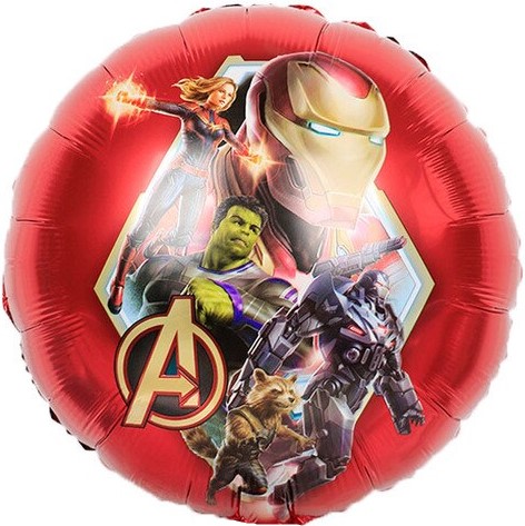 Шар (18''/46 см) Круг, Герои Марвел, Мстители, Красный, 1 шт.