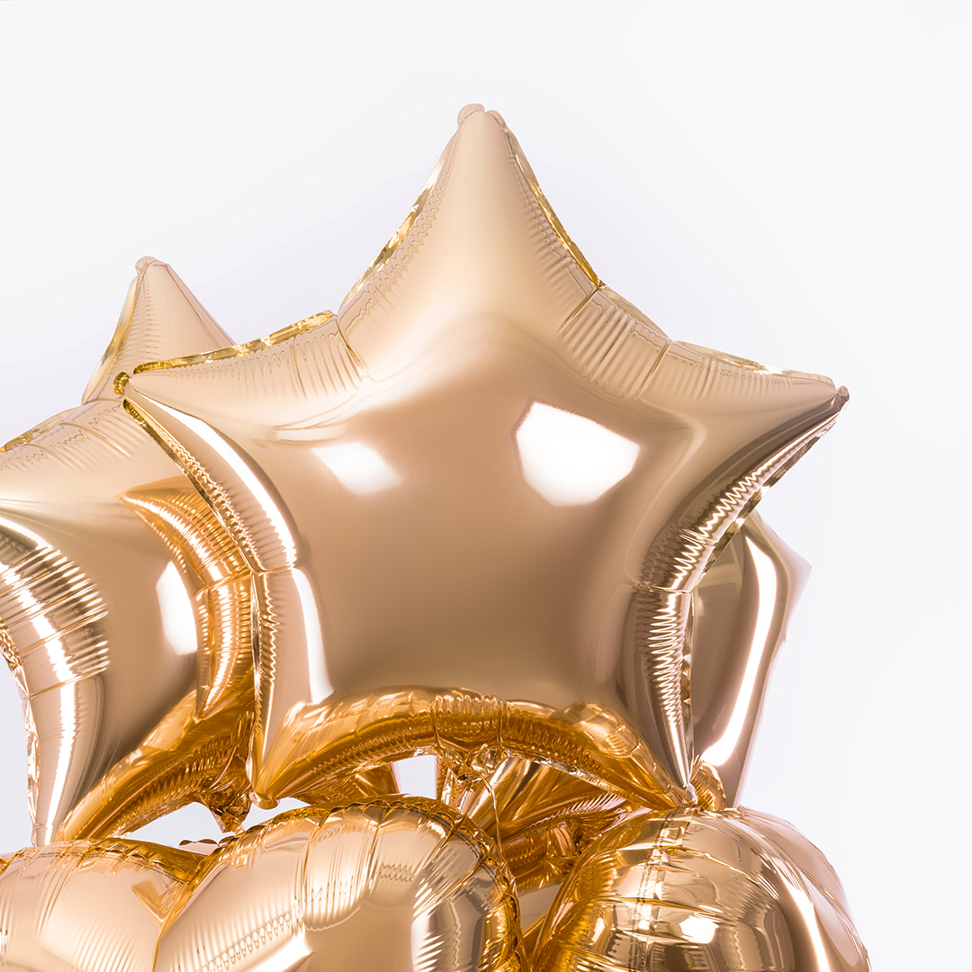 Шар (18''/46 см) Звезда, Античное золото, 1 шт.