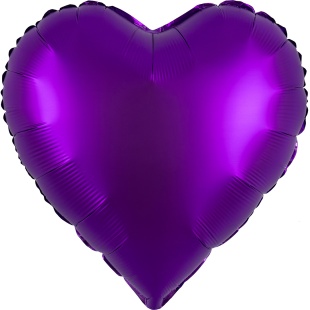 Шар (18''/46 см) Сердце, Фиолетовый, Сатин, 1 шт.