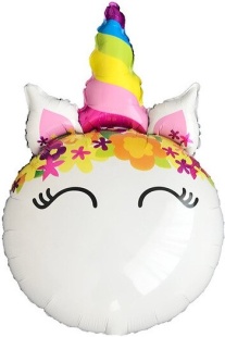 Шар (31''/79 см) Фигура, Голова, Цветочный Единорог, 1 шт.