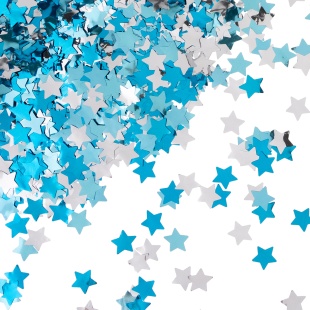 Конфетти фольга Звезда, Голубой микс, Металлик, 1,5 см, 50 г.