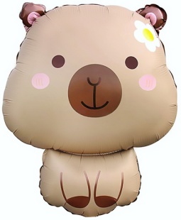 Шар (28''/71 см) Фигура, Капибара с ромашкой, Сатин, 1 шт. в уп.