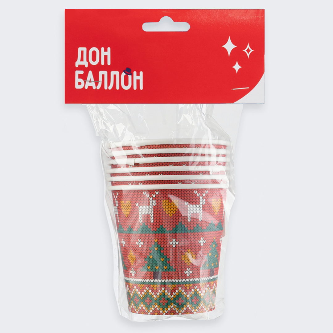 Стаканы (250 мл) Новогодний орнамент, 6 шт.