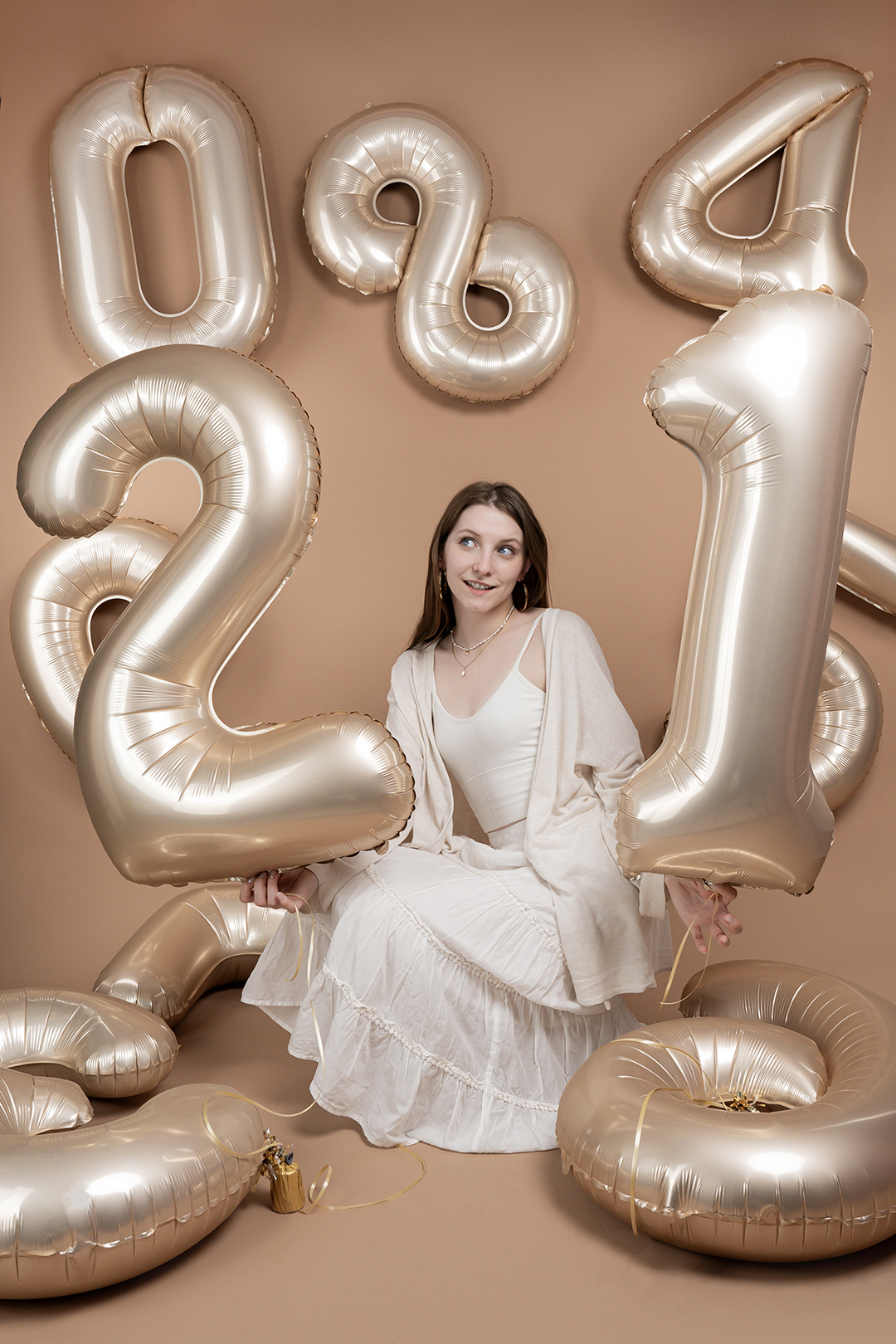 Шар (40''/102 см) Цифра, 8 Slim, Звездное Золото, Матовый, 1 шт.