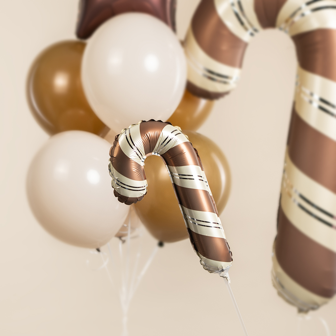 Шар (14''/36 см) Мини-фигура, Леденец трость, Шоколадный/Кремовый, Сатин, 1 шт.