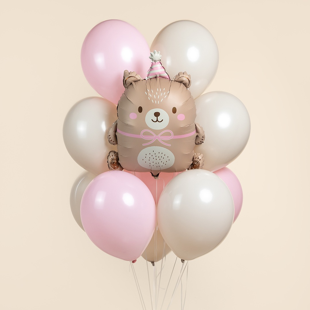 Шар (27''/69 см) Фигура, Мишка в розовом колпачке, Сатин, 1 шт.