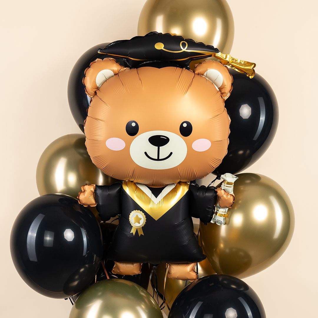 Шар (38''/97 см) Фигура, Мишка Выпускник, 1 шт. в уп.