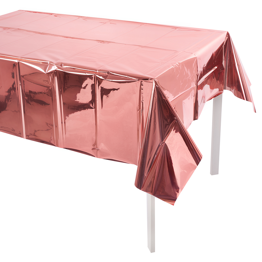 Скатерть одноразовая, Розовое Золото, Металлик, 137*183 см, 1 шт.