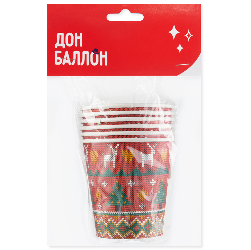 Стаканы (250 мл) Новогодний орнамент, 6 шт.