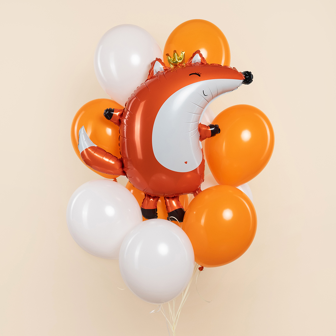 Шар (31''/79 см) Фигура, Лиса в короне, Сатин, 1 шт. в уп.