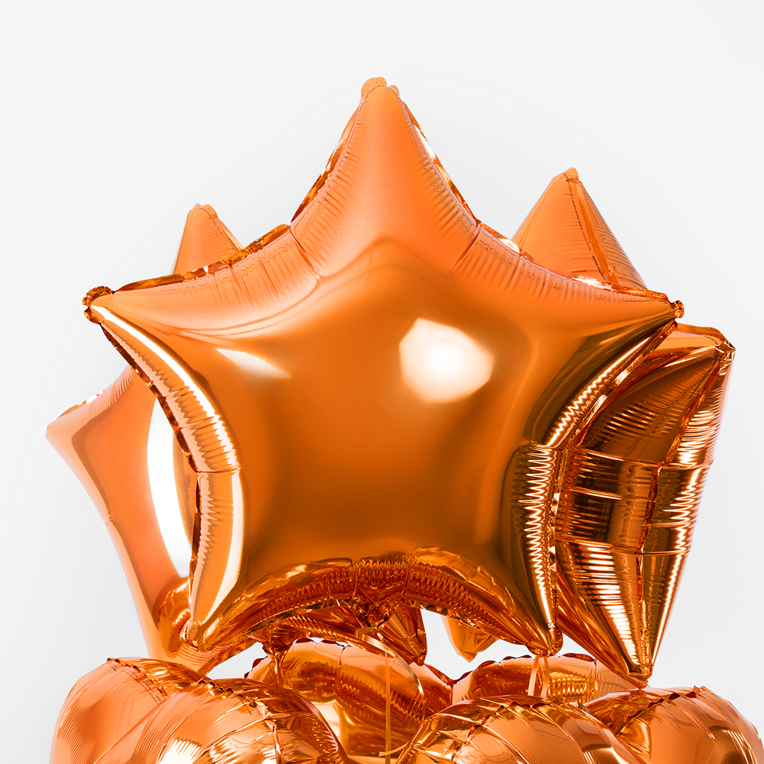 Шар (18''/46 см) Звезда, Оранжевый, 1 шт.