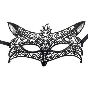 Маска кружевная, фигурная, Лисичка, Черный, 16*24 см, 1 шт. 