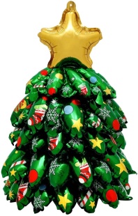 Шар 3D (15''/38 см) Мини-фигура, Новогодняя елка, 1 шт. в уп.