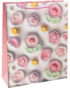 Пакет подарочный, 210гр, Цветочная россыпь, Дизайн №4, Металлик, 23*18*10 см, 1 шт.