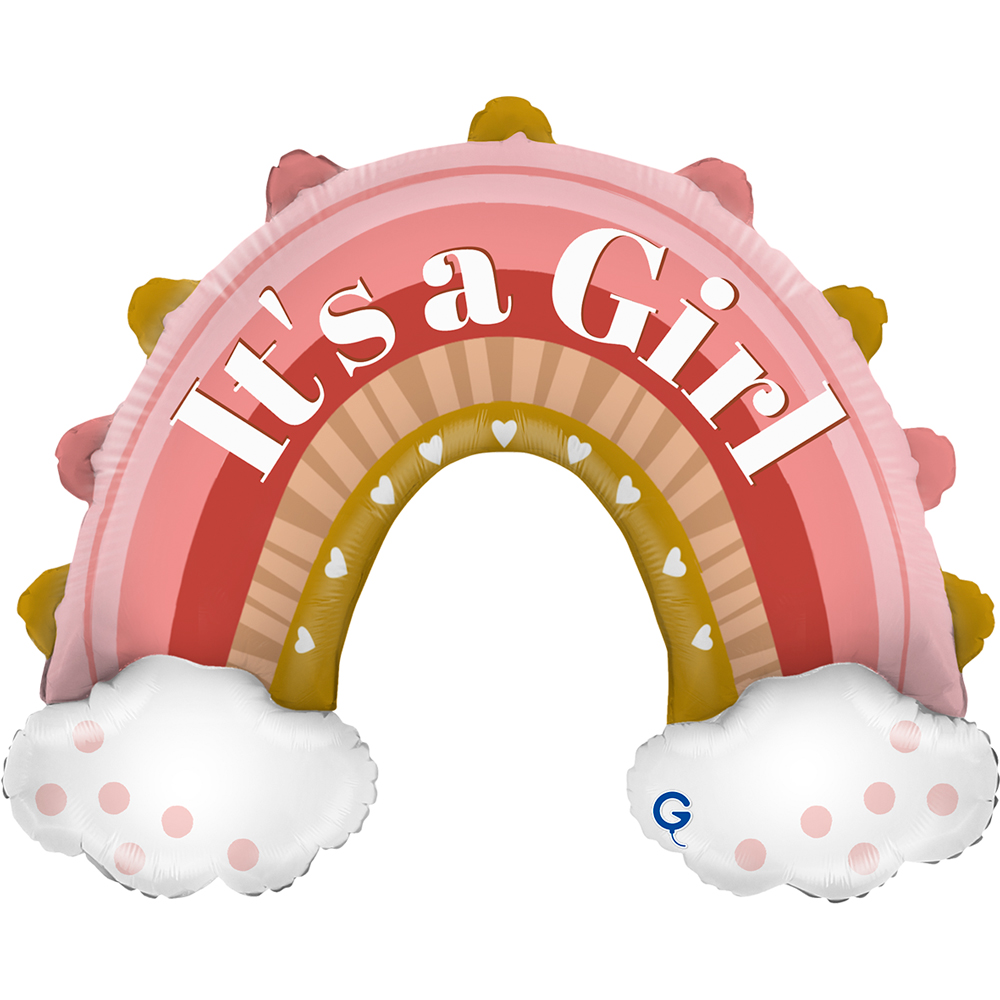 Шар (31''/79 см) Фигура, Радуга для девочки, Розовый, 1 шт.