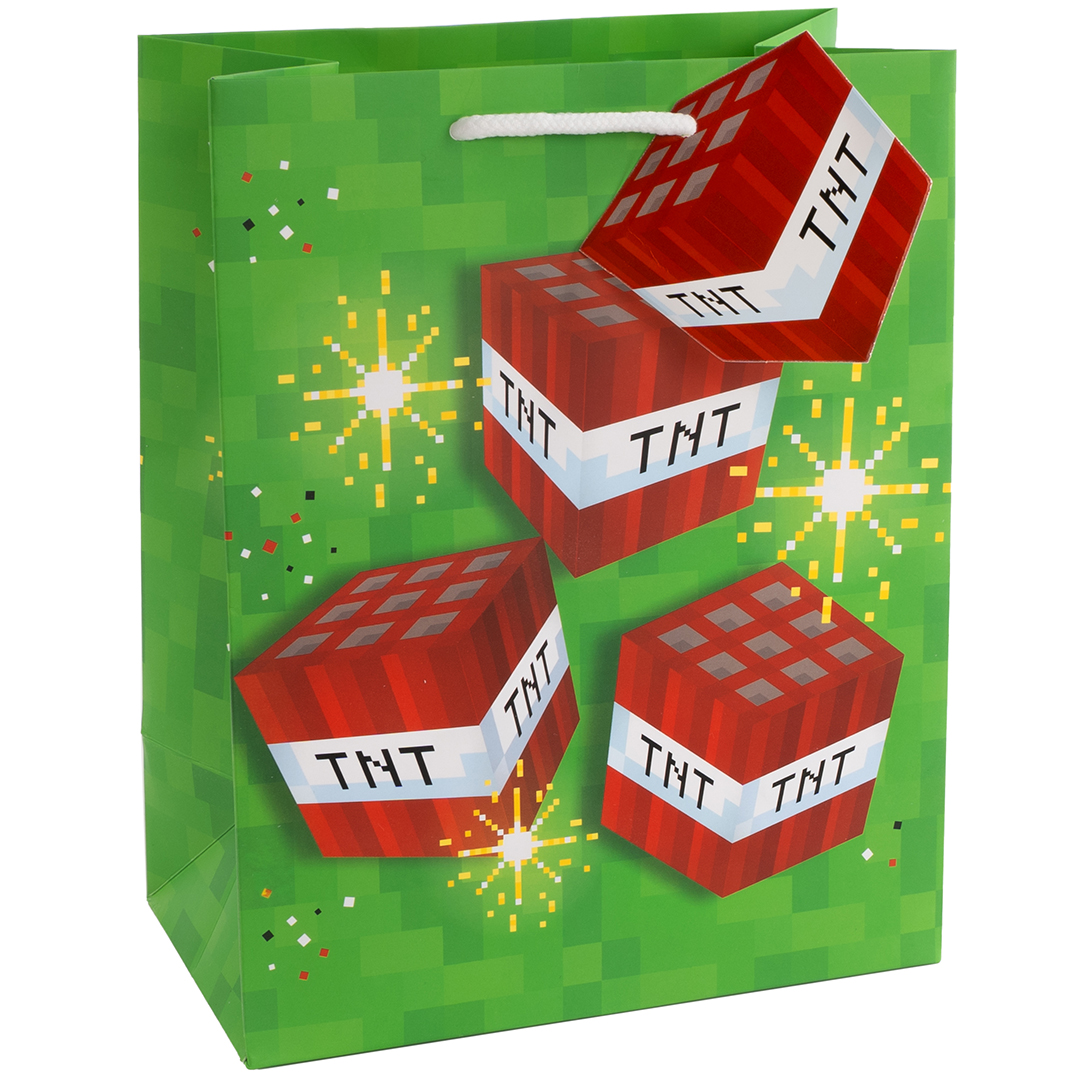 Пакет подарочный, 210гр, Пиксели, TNT, 23*18*10 см, 1 шт.