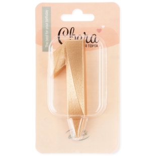 Свеча Цифра, 1 Грани, Золото, 7 см, 1 шт.