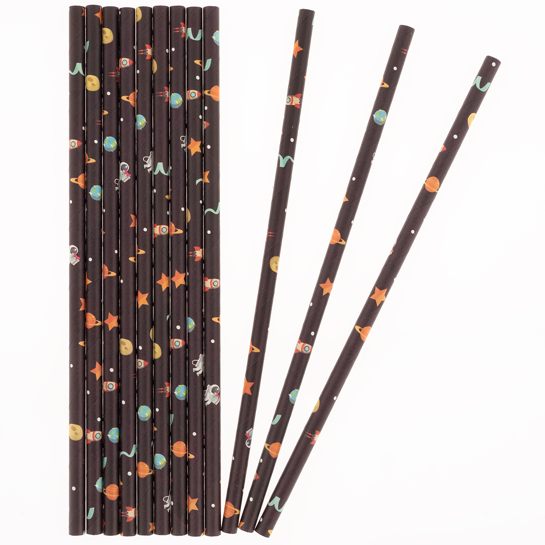 Трубочки для коктейлей, Космос, Черный, 12 шт. в упак. 