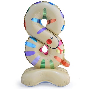 Шар (23''/58 см) Цифра на подставке, 8 Зверята, Змея, 1 шт. в уп.