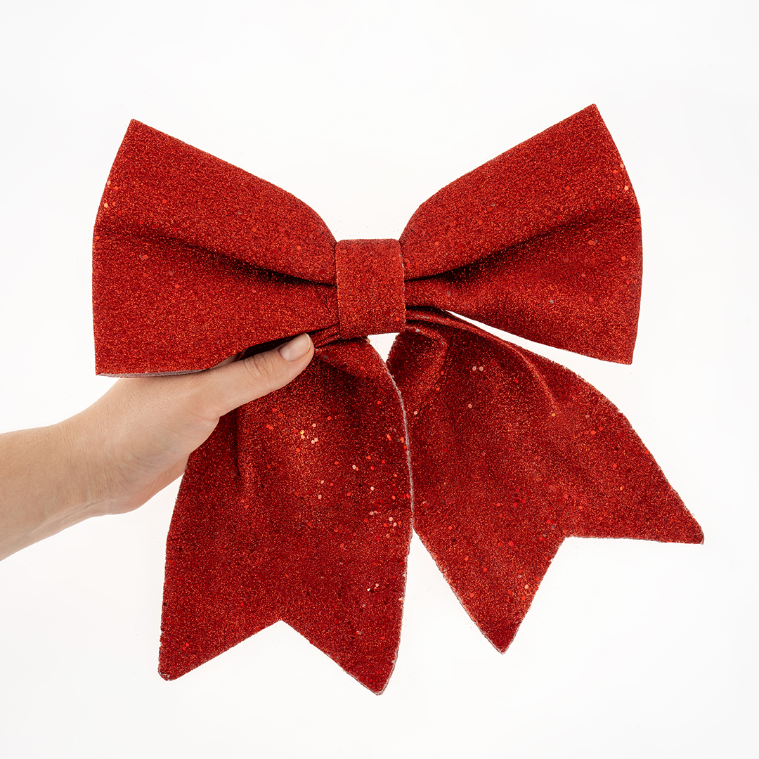 Декоративный бант Праздничный, Красный, с блестками, 30*35 см, 1 шт. в упак. 