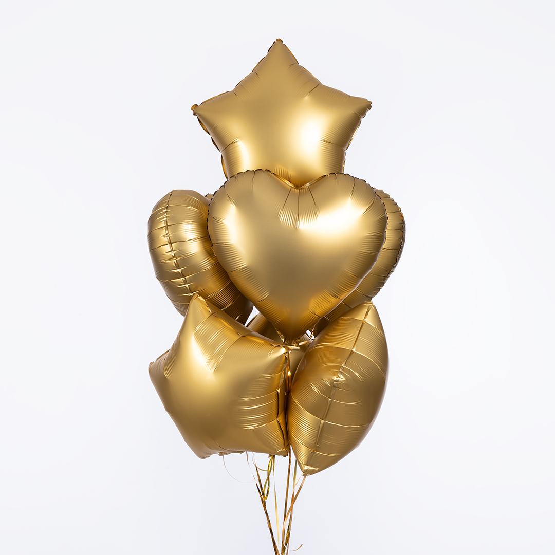 Шар (18''/46 см) Сердце, Золото, Сатин, 1 шт.