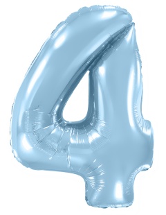 Шар (40''/102 см) Цифра, 4, Голубой, Макарунс, 1 шт. в уп.