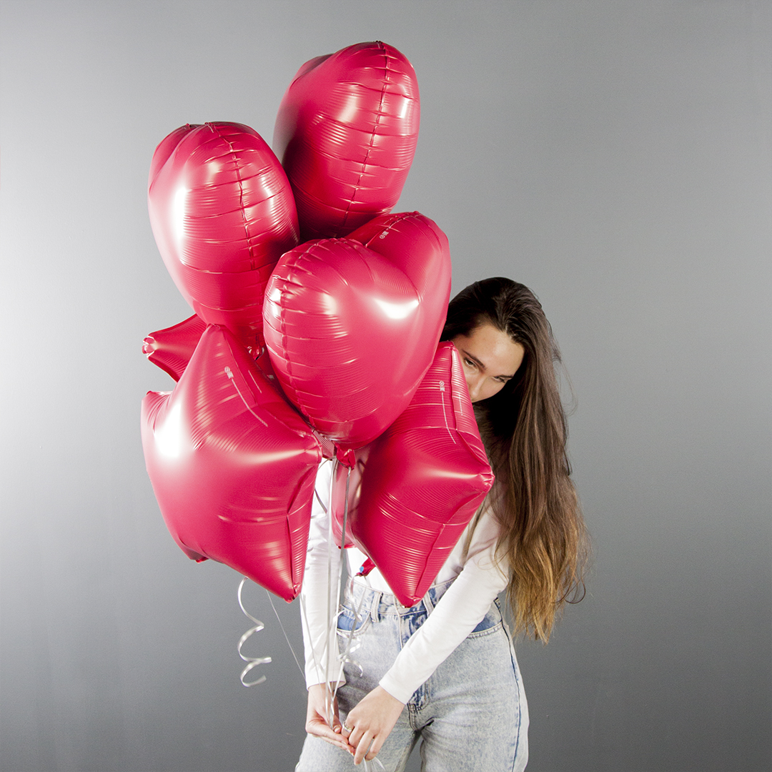 Шар (19''/48 см) Сердце, Мистик, Viva Magenta, Сатин, 1 шт.