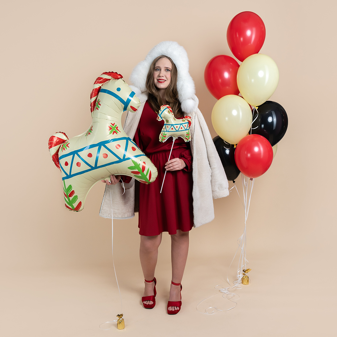 Шар (32''/81 см) Фигура, Лошадка Русский узор, 1 шт. в уп.