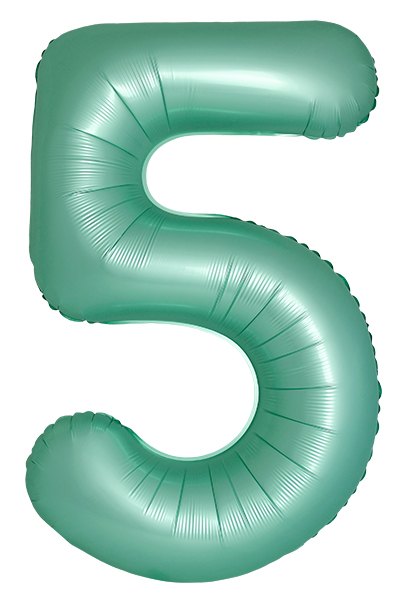 Шар (40''/102 см) Цифра, 5 Slim, Тиффани, Сатин, 1 шт. в уп.