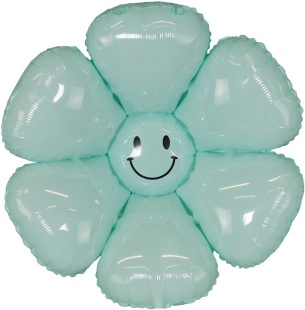 Шар (28''/71 см) Цветок, Ромашка Улыбка (надув воздухом), Бирюзовый, 1 шт.