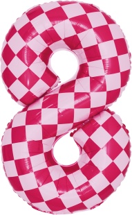 Шар (34''/86 см) Цифра, 8 Клеточки, Розовый/Фуше, 1 шт. в уп.