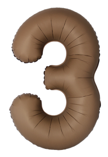 Шар (40''/102 см) Цифра, 3 Slim, Шоколад, Матовый, 1 шт.