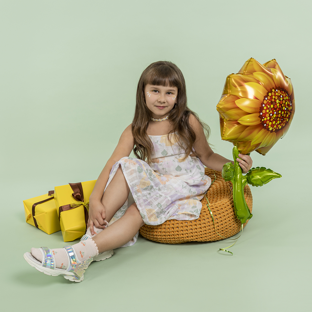 Шар (33''/84 см) Цветок, Подсолнух, Желтый, 1 шт.