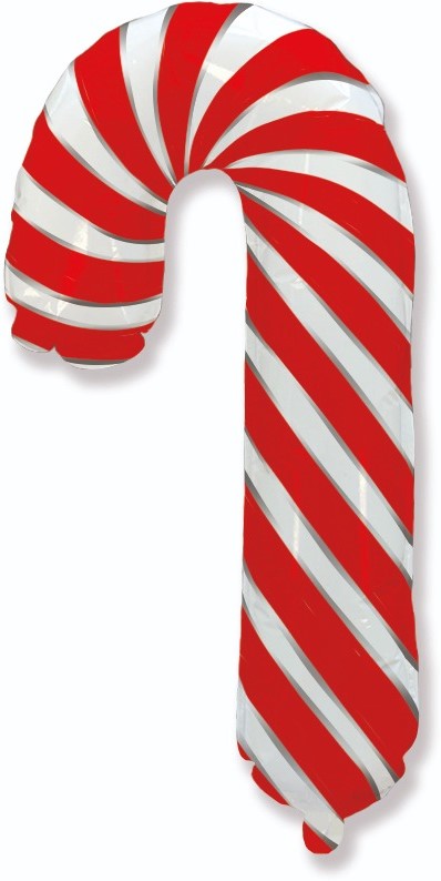 Шар (12''/30 см) Мини-фигура, Леденец трость, Красный, 1 шт.