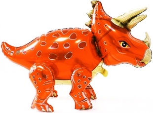 Шар 3D (36''/91 см) Фигура, Динозавр Трицератопс, Оранжевый, 1 шт. в уп.
