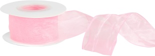 Лента органза (4 см*9,14 м) Нежная грация, Розовый, 1 шт.