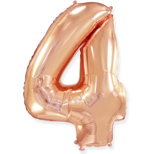 Шар (40''/102 см) Цифра, 4, Розовое Золото, 1 шт. в уп.