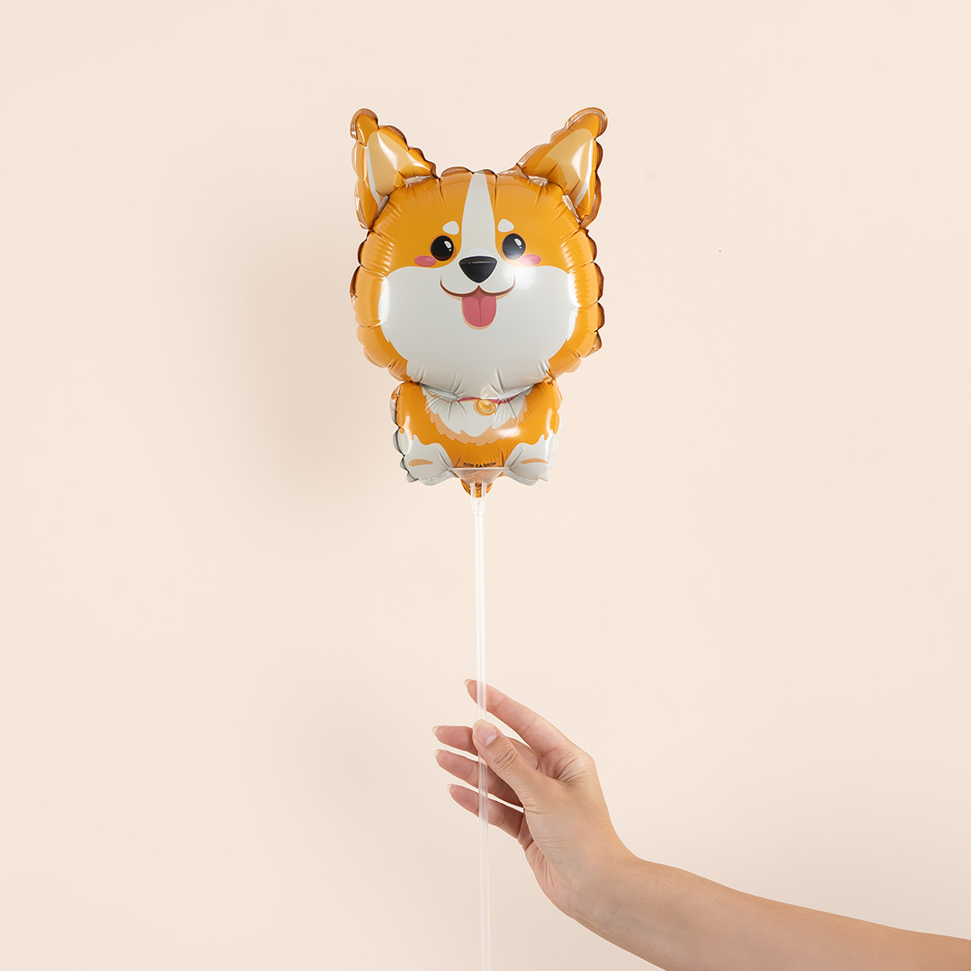 Шар с клапаном (15''/38 см) Мини-фигура, Корги, 5 шт. в уп.