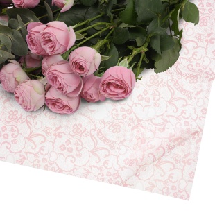 Упаковочная пленка 50мкр (0,58*0,58 м) Кружево, Светло-розовый, Матовый, 20 шт.