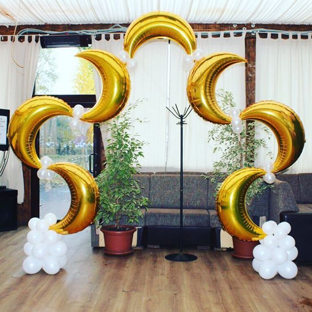 Шар (35''/89 см) Фигура, Полумесяц, Золото, 1 шт.