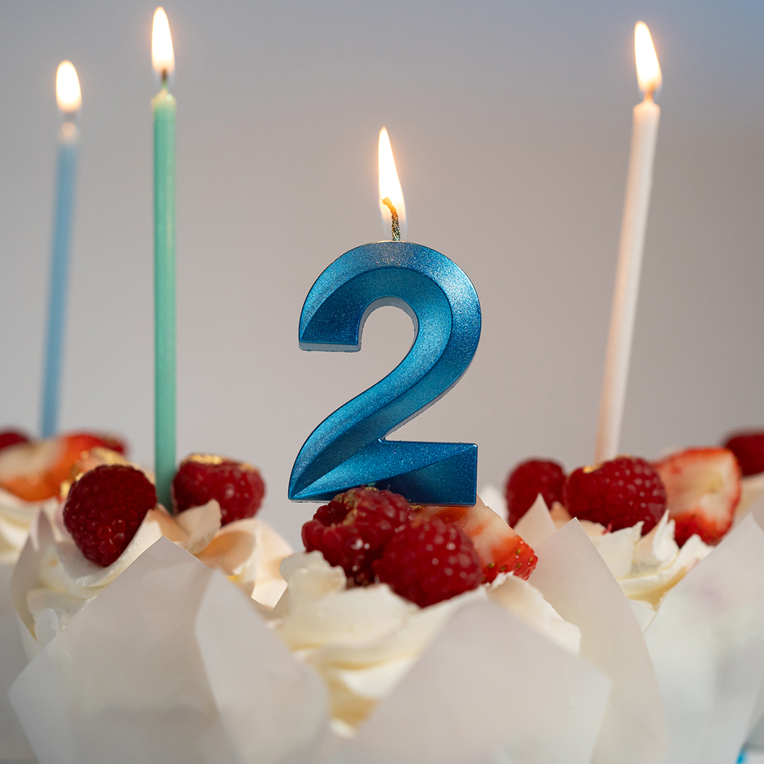 Свеча Цифра, 8 Грани, Синий, Металлик, 4,2*6 + 4,5 см, 1 шт. с держат.