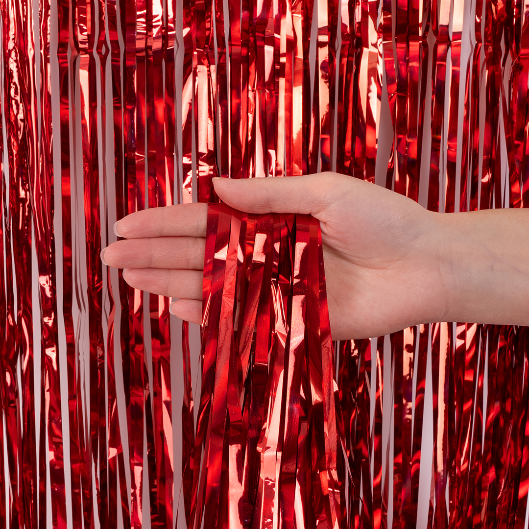 Занавес Дождик Электрик, Красный, Голография, 100*200 см, 1 шт.