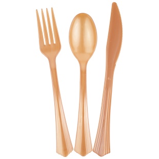Набор столовых приборов, Вилки,Ложки,Ножи: 3*6 шт, 17-18 см, Матовое розовое золото, 18 шт. в упак. 