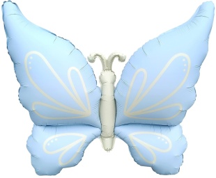 Шар (37''/94 см) Фигура, Нежная бабочка, Голубой, Сатин, 1 шт.