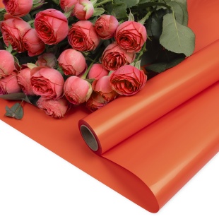 Упаковочная пленка 65мкр (0,57*10 м) Однотонная, Красный, Матовый, 1 шт.