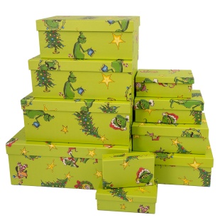 Набор коробок Новогодняя сказка, Зеленый, 33*20*13 см, 10 шт. в упак. 